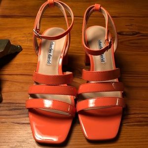 Charles David Ankle Strap Sandals w/Heel - Orange
